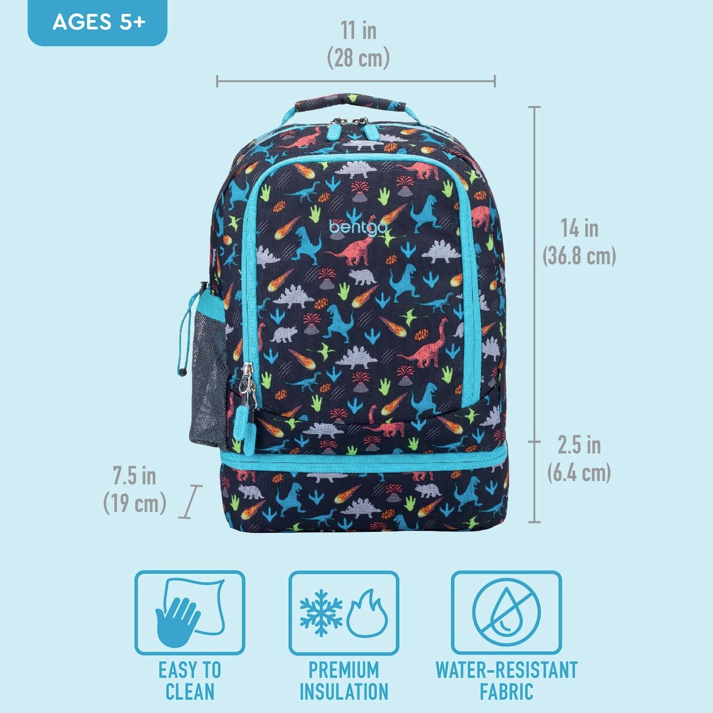 Bentgo Kids 2-in-1 Backpack & Insulated Lunch Bag - Durable 16” Backpack & Lunch Container in