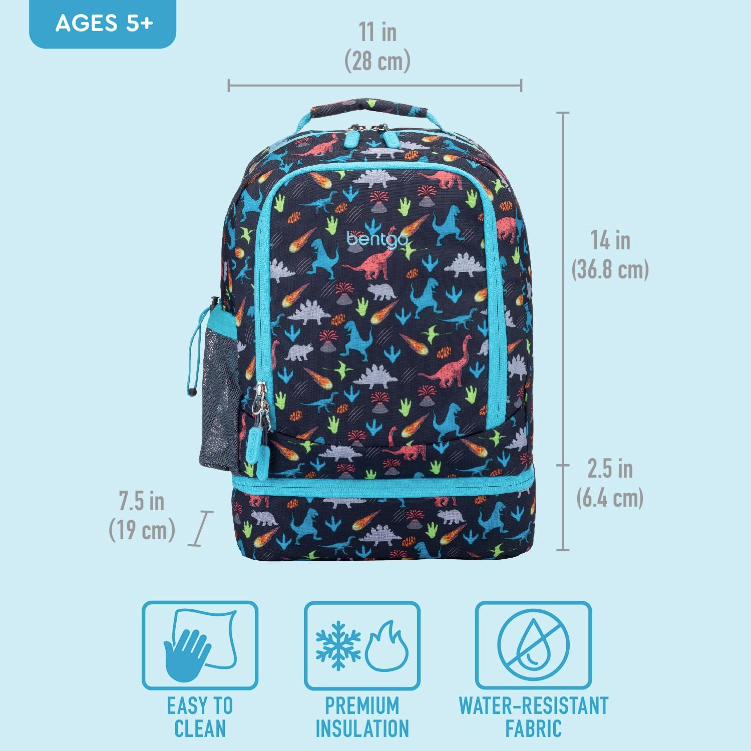 Bentgo Kids 2-in-1 Backpack & Insulated Lunch Bag - Durable 16” Backpack & Lunch Container in