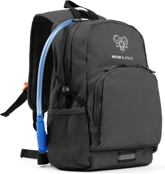 Water Buffalo Mini Sherpa Kids Hiking Backpack & Hydration Backpack, with 1.5L Bladder, Adjustable Fit, Reflective Trim