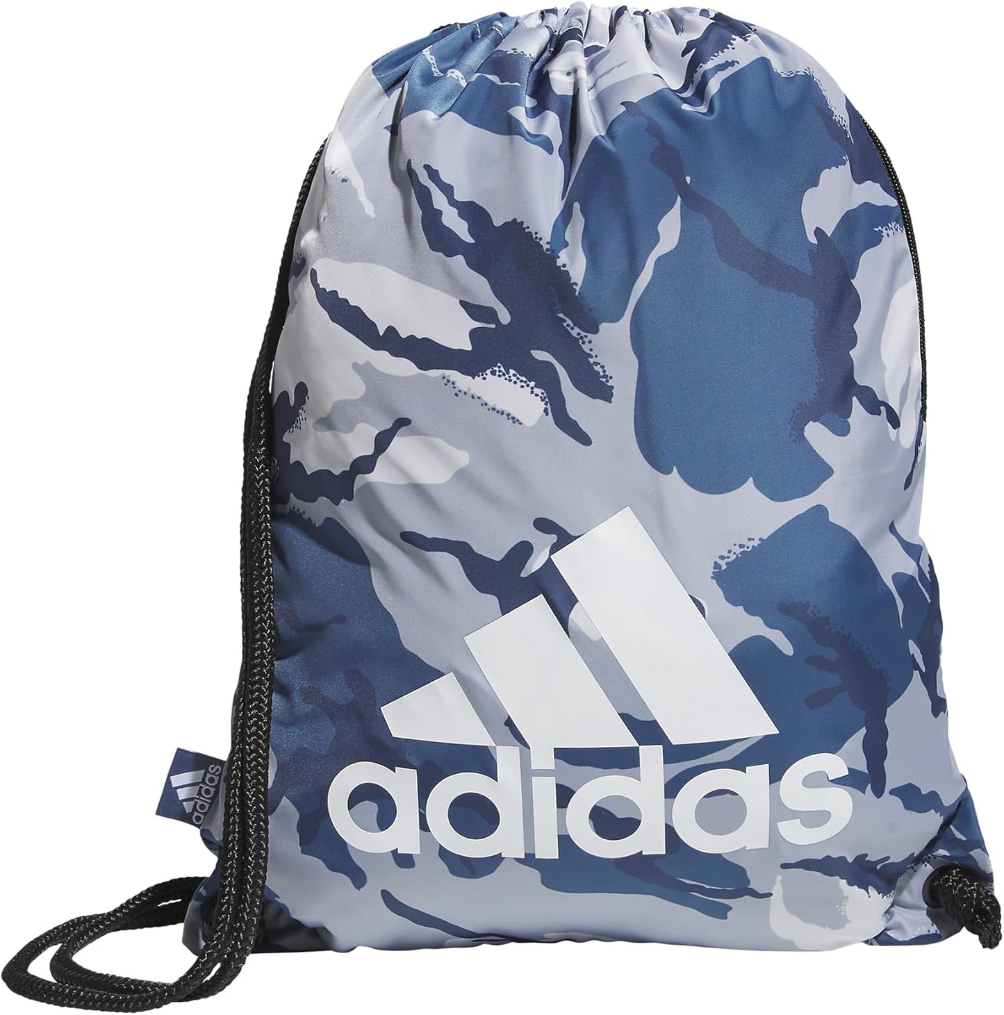 adidas Ready Sackpack – Drawstring Backpack Lightweight Small Gym Bag, Woodland Essential Camo Preloved Ink/White/Black/1.0, One Size