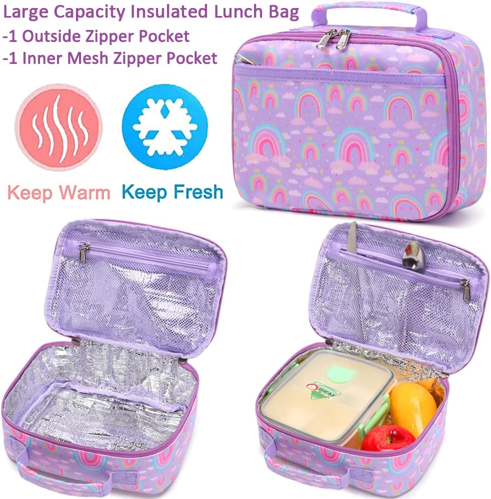 Meisohua Girls Backpack with Lunch Box 3 in 1 Set Kids Backpack for Girls Preschool Kindergarten Elementary School Backpack