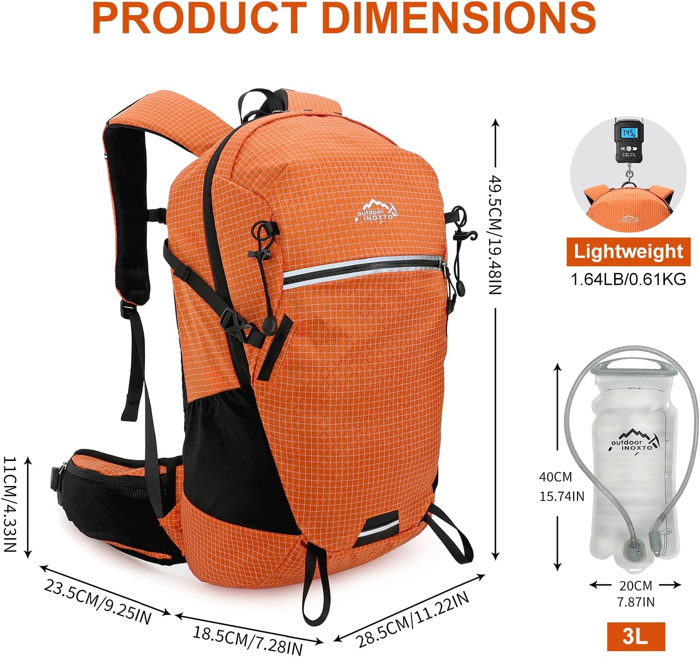 Hydration Backpack, 25L Hiking Backpack with 3L Water Bladder and Rain Cover, Hiking Water Backpack