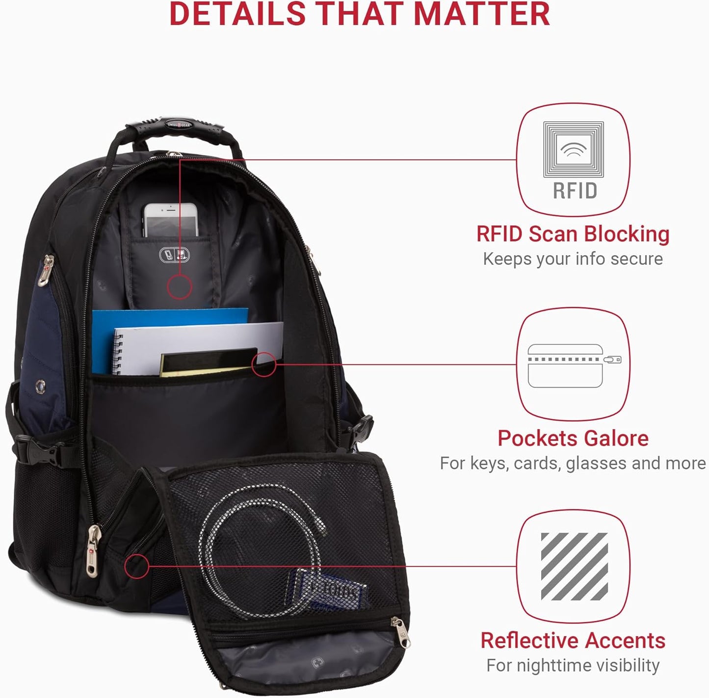 SwissGear 1900 Scansmart TSA 17 Laptop Backpack, Blue/Black, 19-Inch