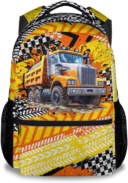 Kids Backpack, Construction Backpacks for Boys, 17" Truck Bookbag for Preschool Kindergarten Elementary, Durable Toddler School Bag
