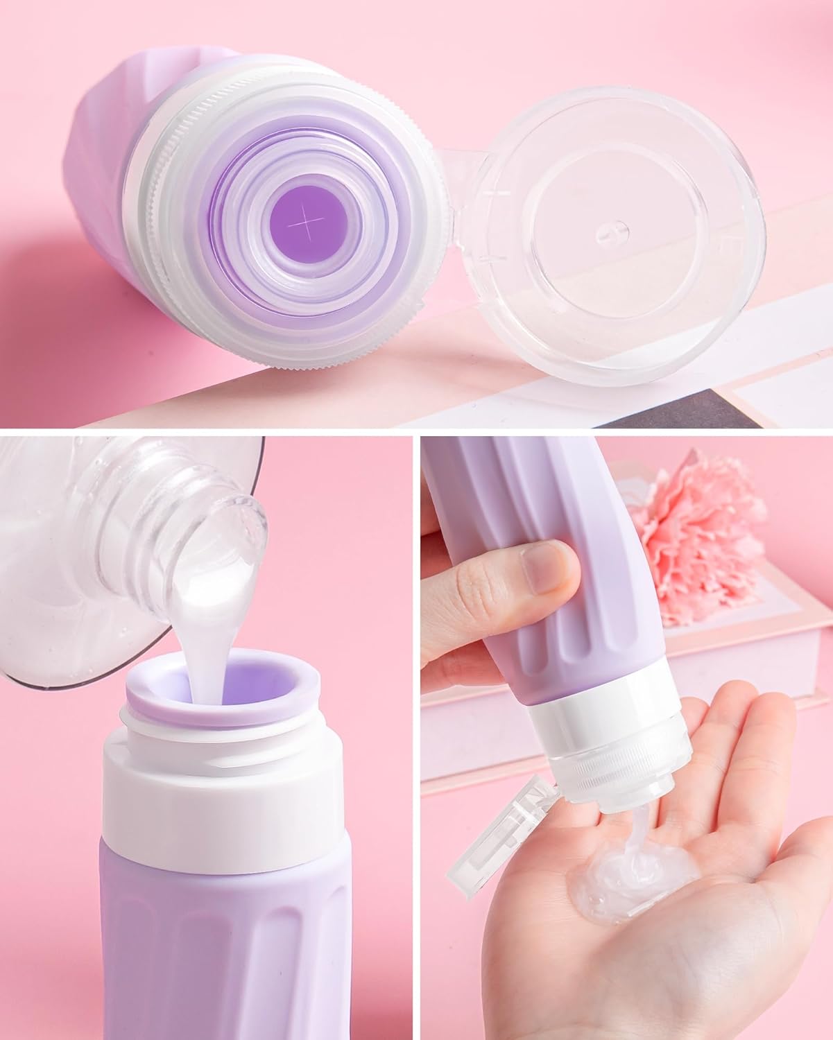 Travel Size Toiletries 8 Pack, TSA Approved 3oz/1oz Silicone Refillable Containers with Clear Travel Bag