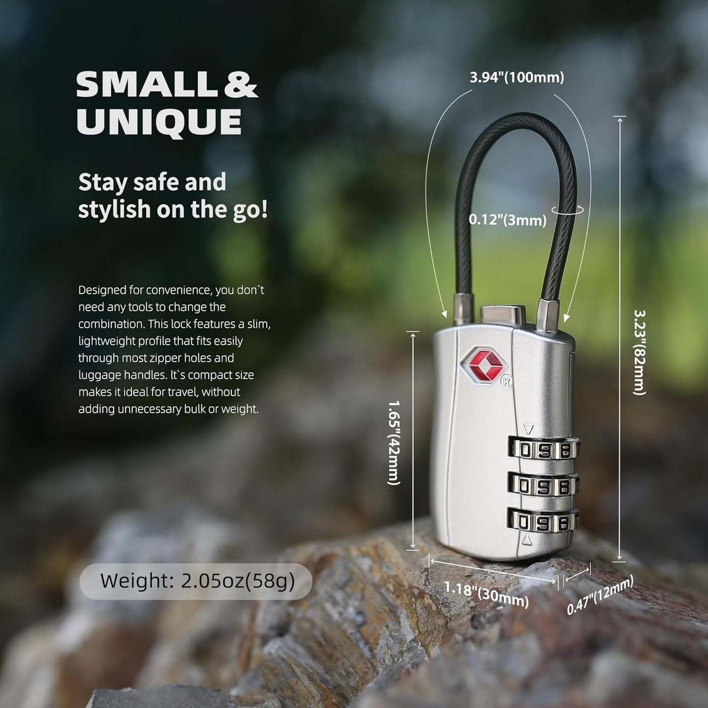 Luggage Locks TSA Approved 2 Pack, Small Padlock Combination, TSA Locks for Luggage, Travel Combo Padlock with Code for Suitcase, Backpack Zipper, Locker, Gun Case, Ammo Can (Black+Silver)