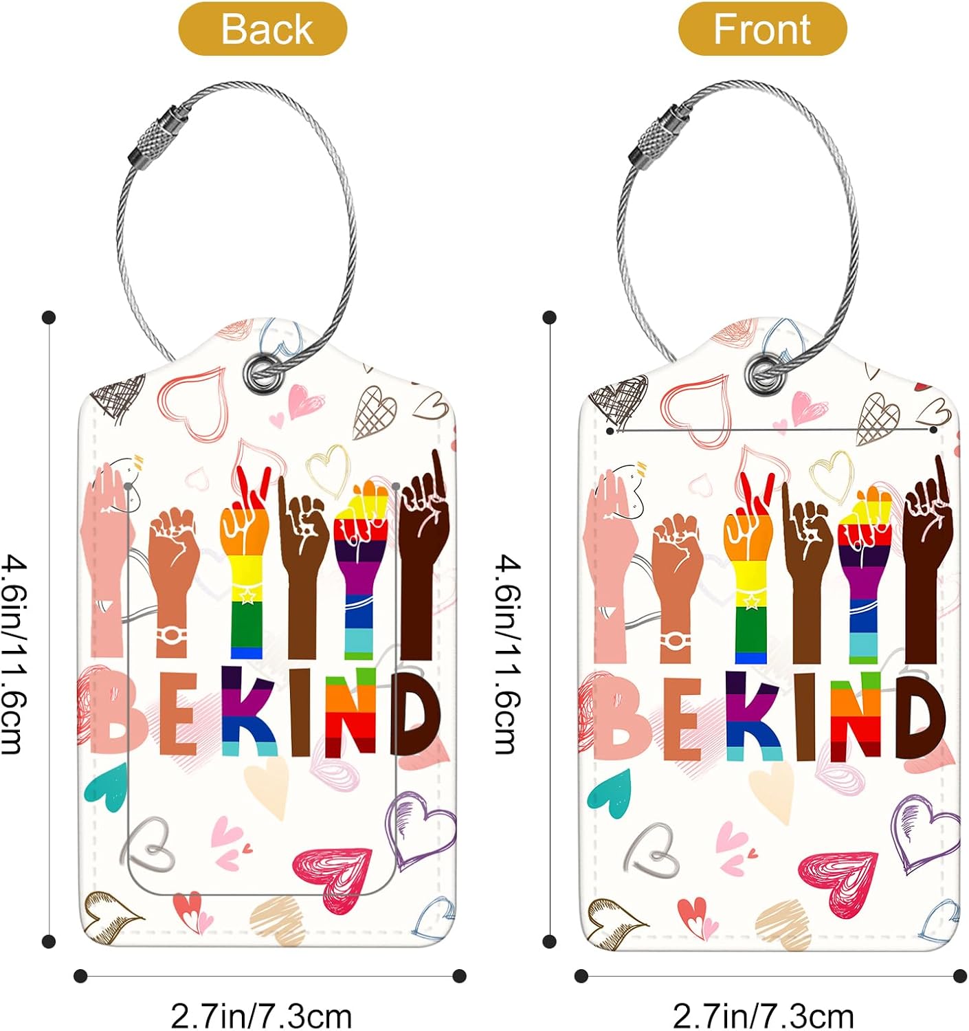 2Pack Luggage Tags for Suitcases, Cute Unique Pu Leather Cruise Luggage Tag with Privacy Cover ID Label Address Card and Metal Ring Suitable for Women Men Kids Travel Bag Finger
