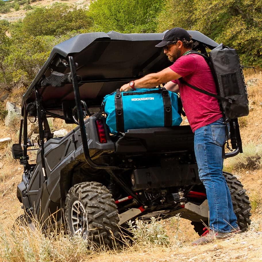 Waterproof Duffle Bag for Travel and Camping with Roll-Top Closure, Durable, All-Weather, and Versatile Dry Bag - Rockagator Mammoth Series (90 Liter, Light Blue)