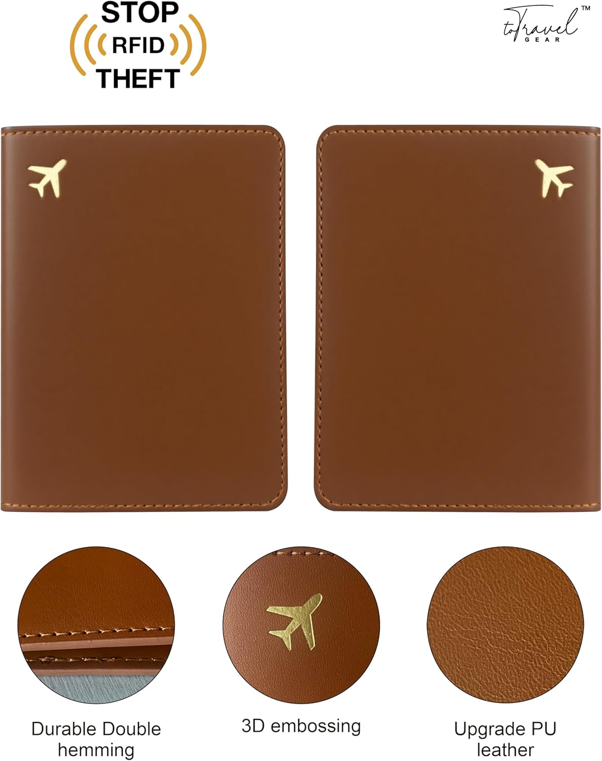 PU Leather Passport Holder Covers Case, Waterproof Rfid Blocking Travel Wallet Passport Holder(Espresso Brown)