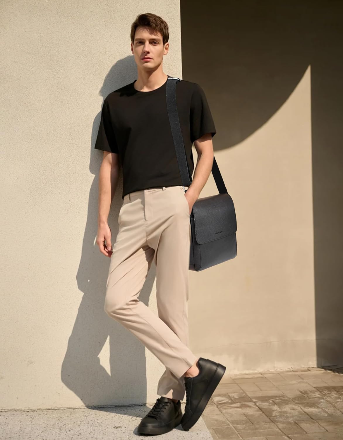 Leathario Crossbody Bag for Men Genuine Leather Small Messenger Shoulder Purse Side Vintage Satchel for Work Business Daily
