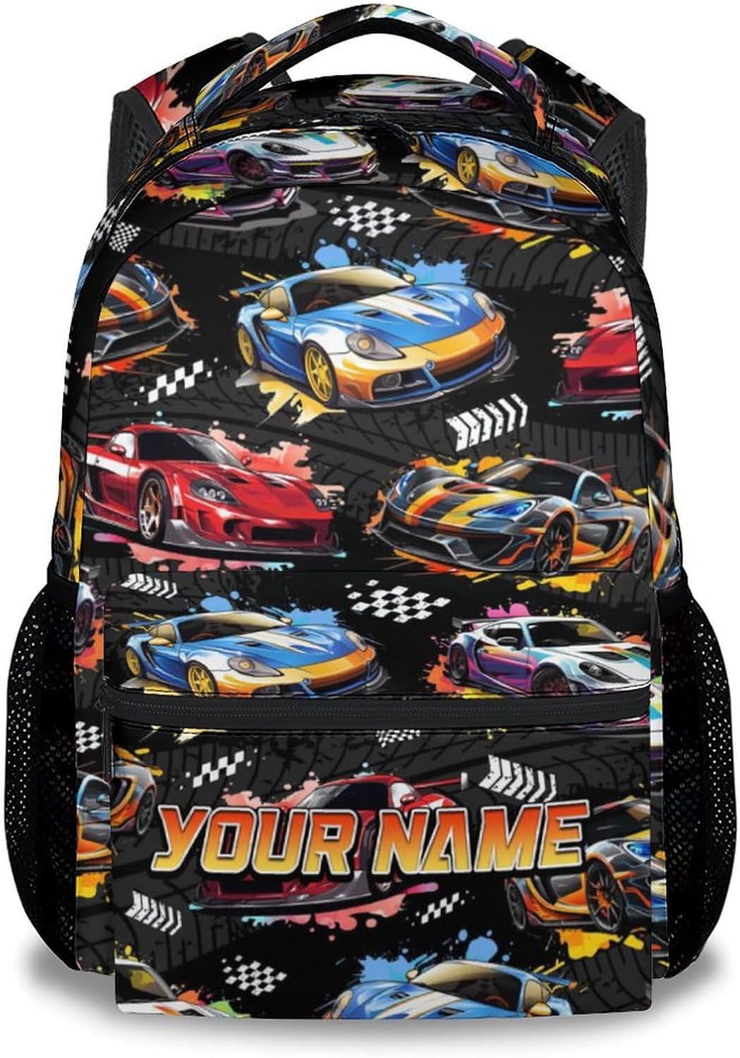 Boys Backpack - Personalized Racing Car Backpacks with Name for Kids - Custom Toddler Bookbag Gifts for Son - Lightweight School Bag for Kindergarten/Preschool/Elementary(17 Inch)