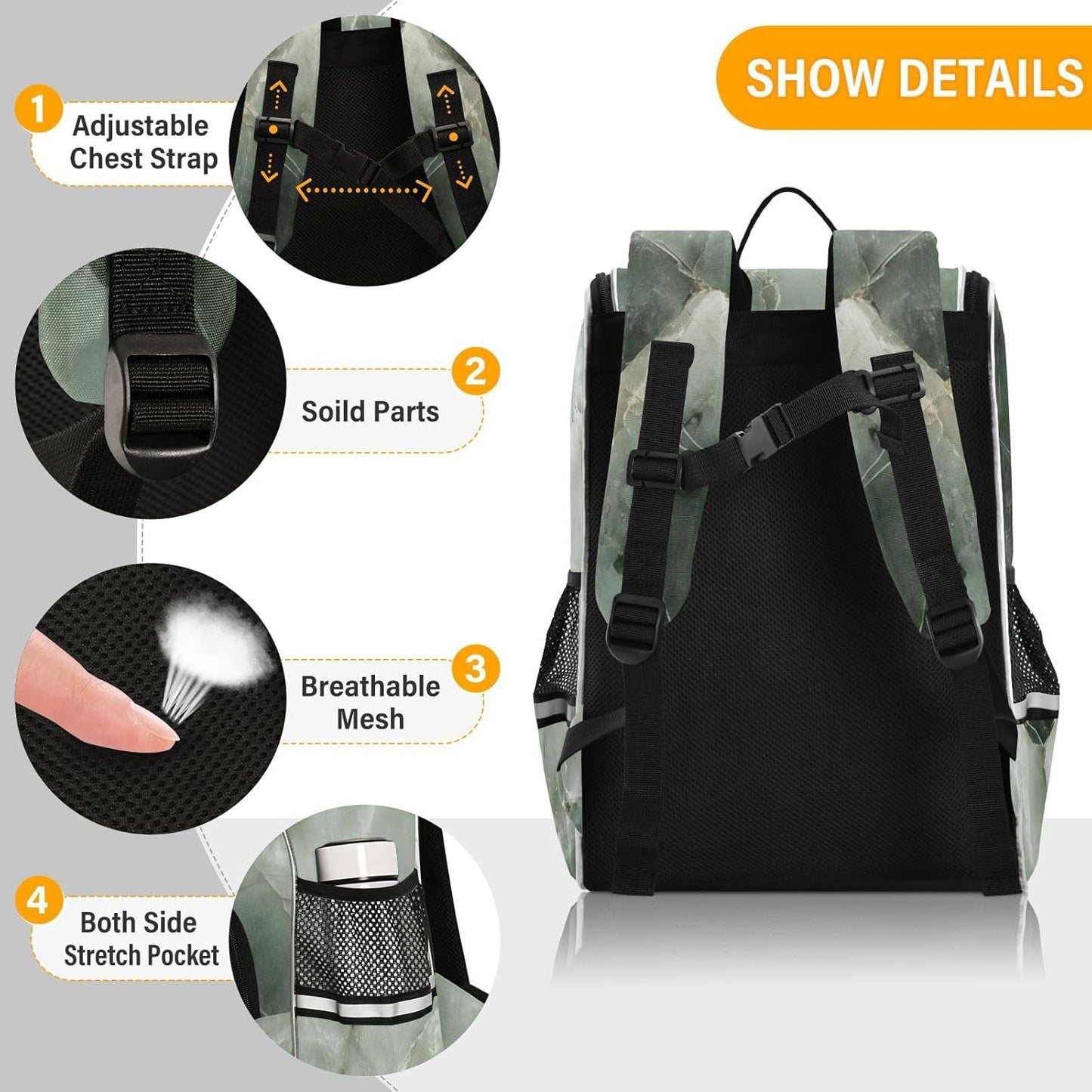 Marble Cute Backpack For Girls Kids Backpack Boys Teen School Bag Bookbag Travel Daypacks