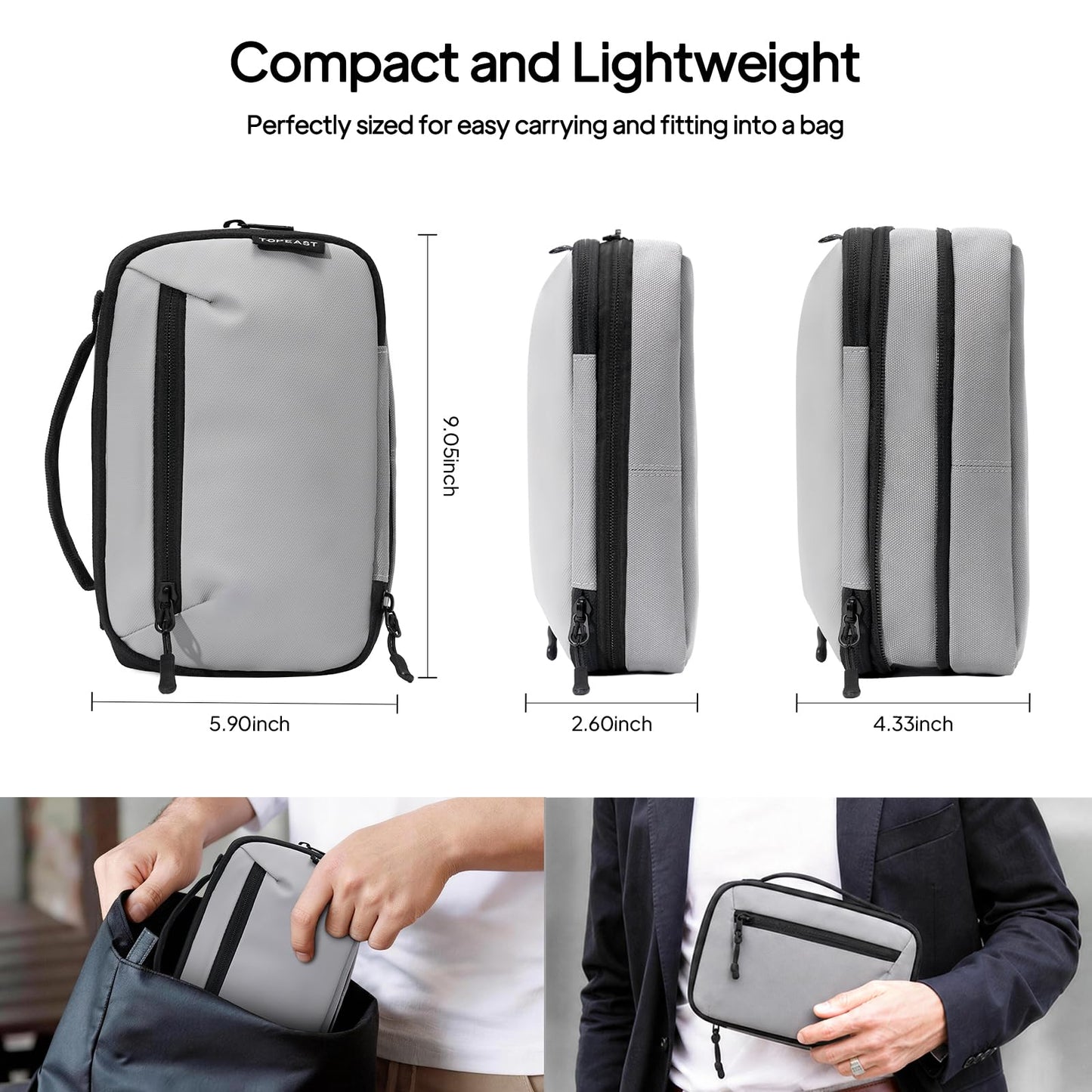 TOPEAST Expandable Cable Organizer Bag, Large Capacity Tech Pouch Electronics Travel Organizer