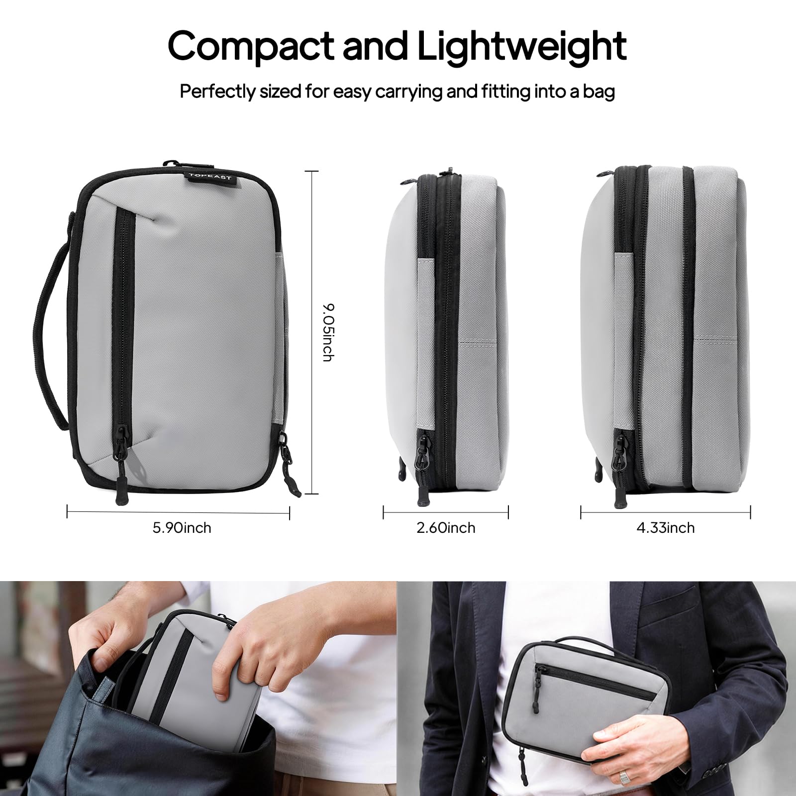 TOPEAST Expandable Cable Organizer Bag, Large Capacity Tech Pouch Electronics Travel Organizer