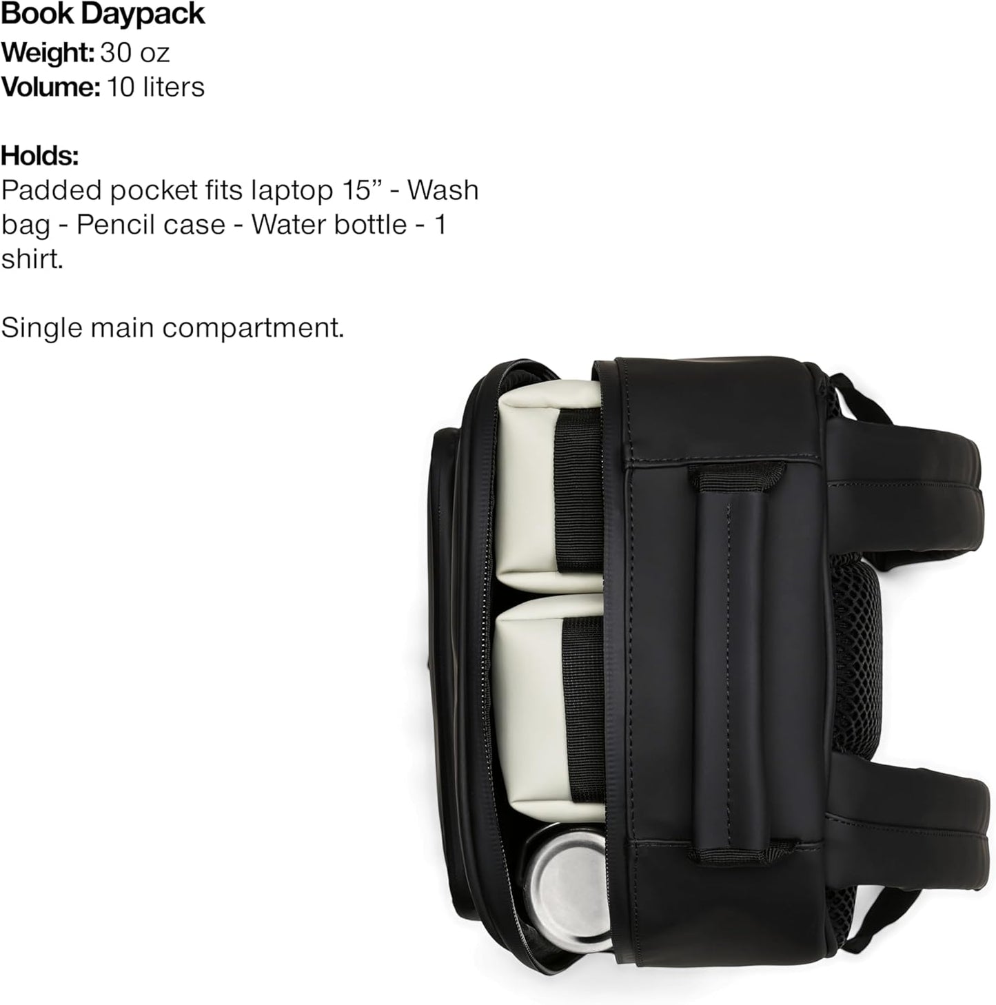 RAINS Book Daypack - Navy Laptop Backpack for Men and Women, Waterproof Black Minimalist Commuter Bag with 15” Laptop Room, Front Zip Pocket - 2 Year Warranty