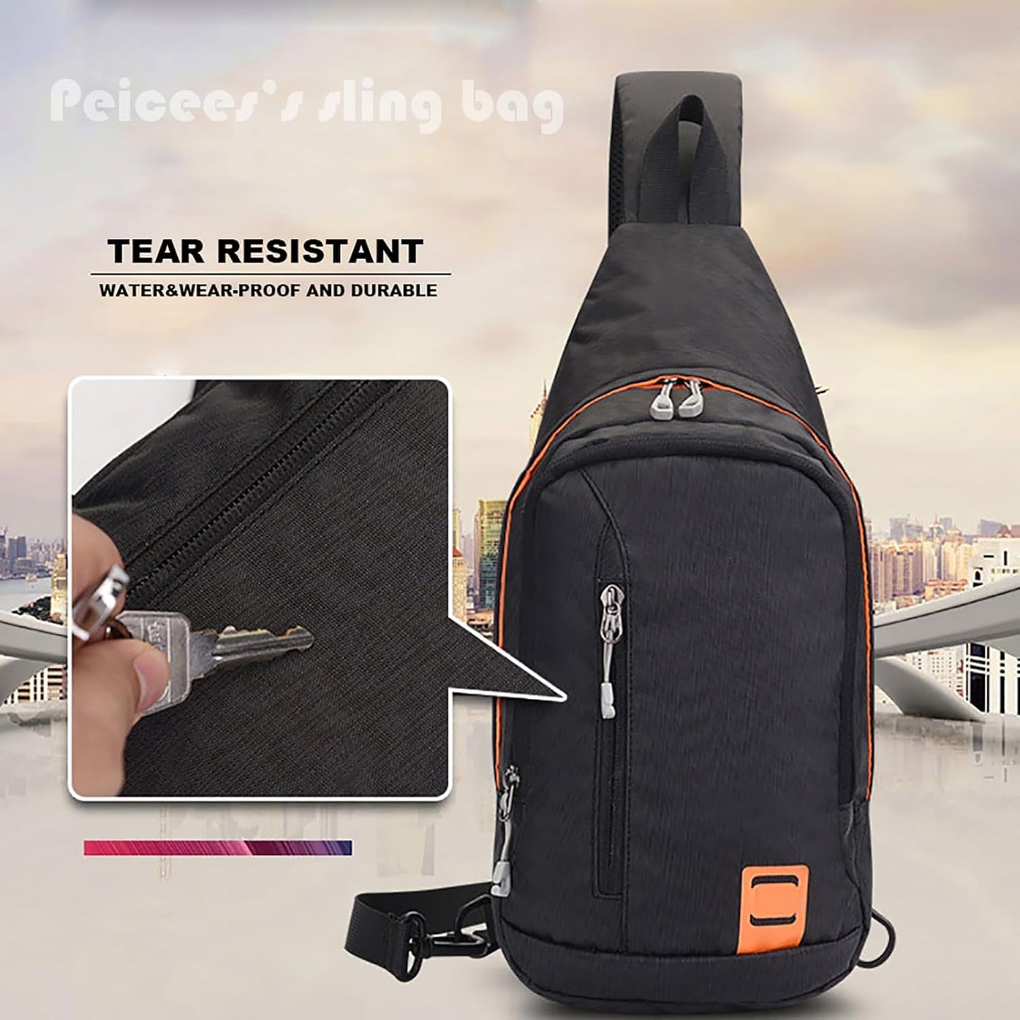 Peicees Small Sling Backpack Waterproof Unisex Shoulder Bag Chest Crossbody Daypack