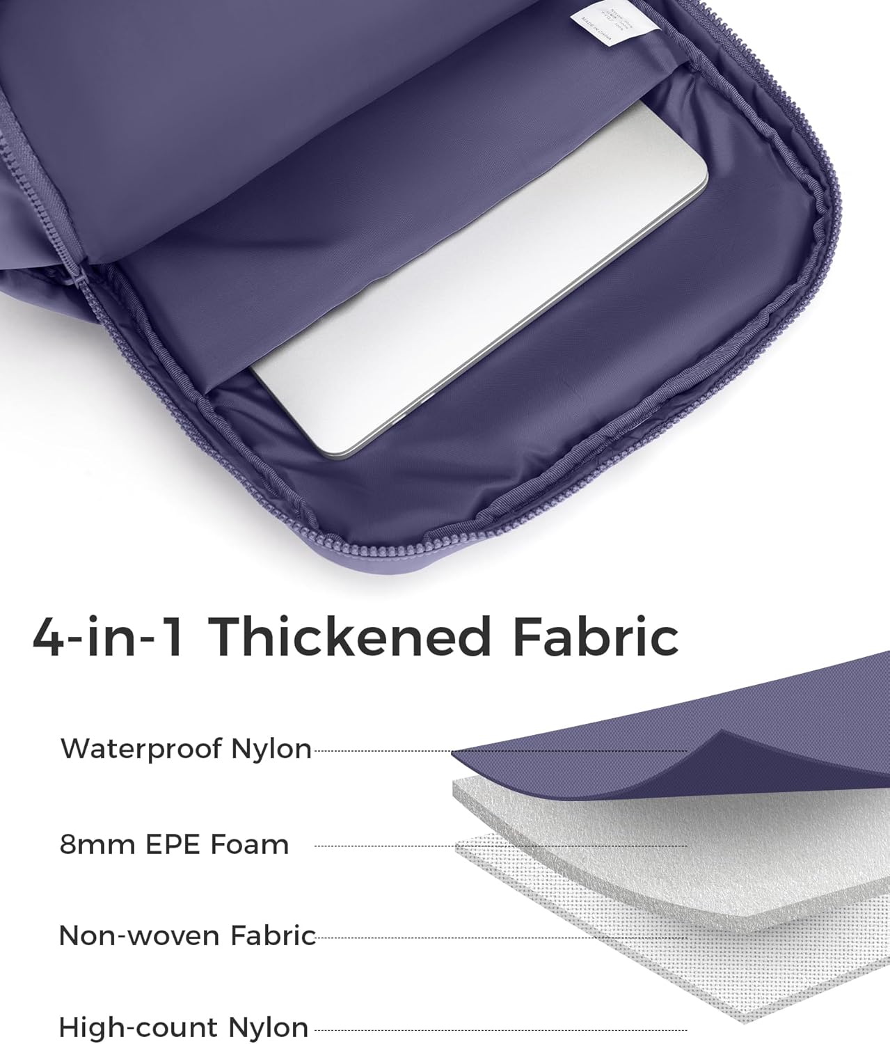 FODOKO Backpack for Work, Casual Backpack for Women Men Daypack Backpack for Travel College Bookbag Separate Compartment for 15.6 Inch Notebook Mistviolet