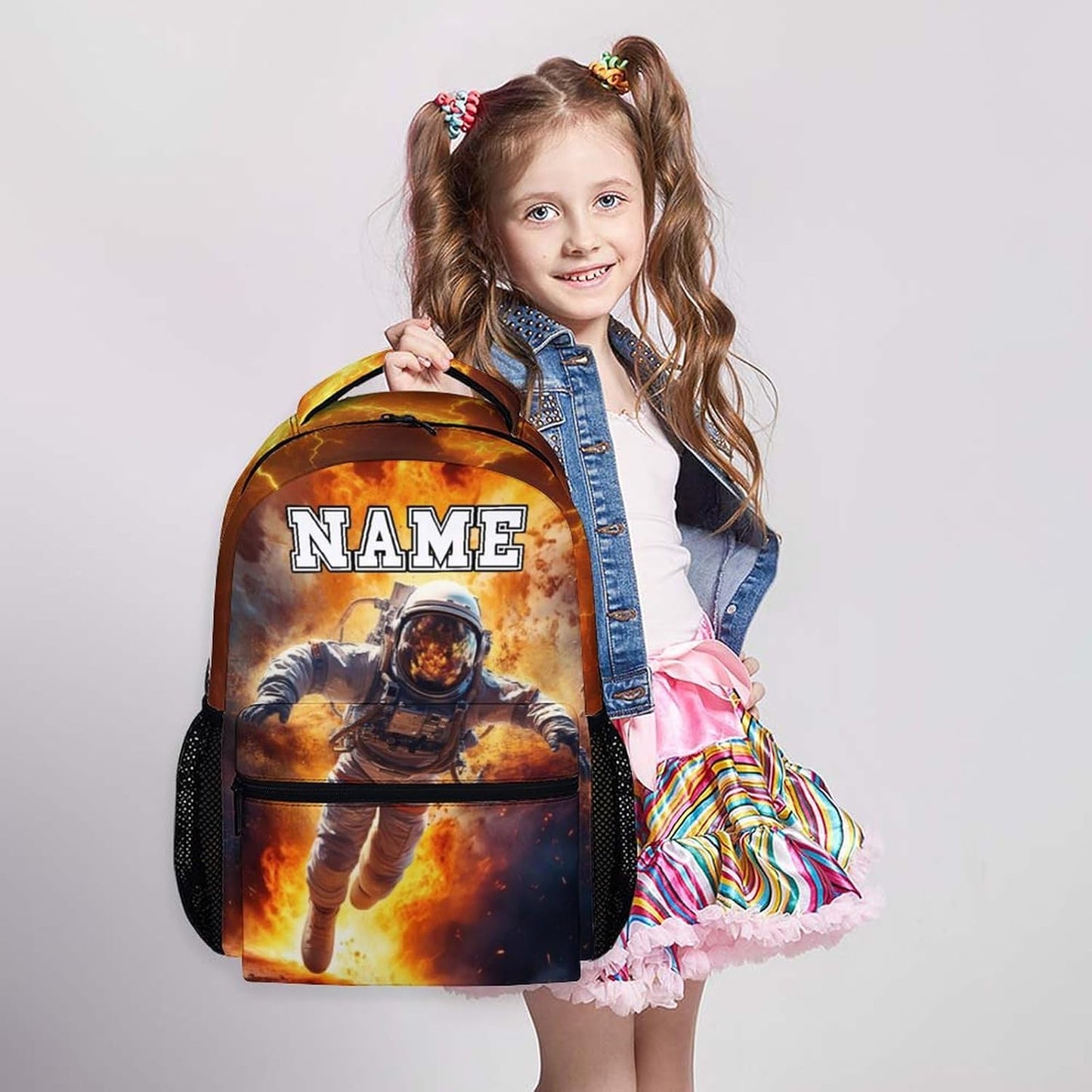 Custom Backpack for Gift, Cool Astronaut Schoolbag for Kids 3-8, Casual Bookbag for Preschool Elementary Kindergarten, Large Capacity Bookbag for Hiking Vacation Travel School Camp