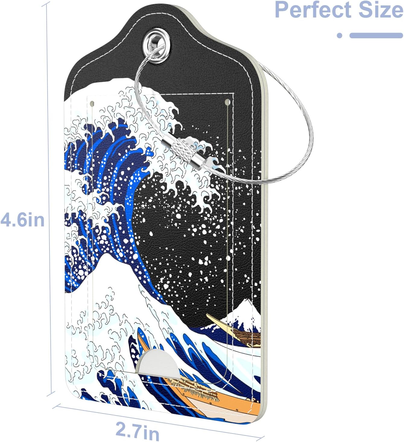 4 Pack PU Leather Luggage Tags for Suitcase, Travel Cruise Luggage Tag with Privacy Flap, Name ID Label and Metal Loop for Women Men Baggage Handbag School Bag Backpack, White Flower Leaves
