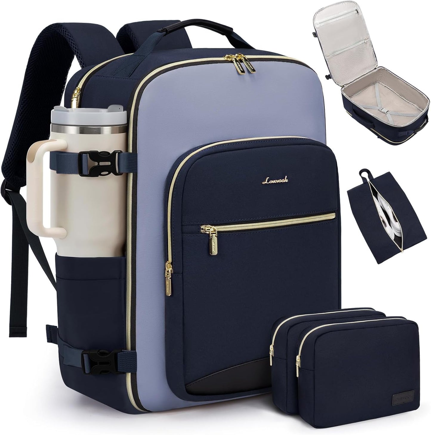 LOVEVOOK 50L Travel Backpack for Women & Men, Airline Approved Carry On Luggage with 3 Packing Cubes, TSA Overnight Bags, Waterproof Personal Item Bag, Weekender Essentials Backpacks fits 17" Laptop