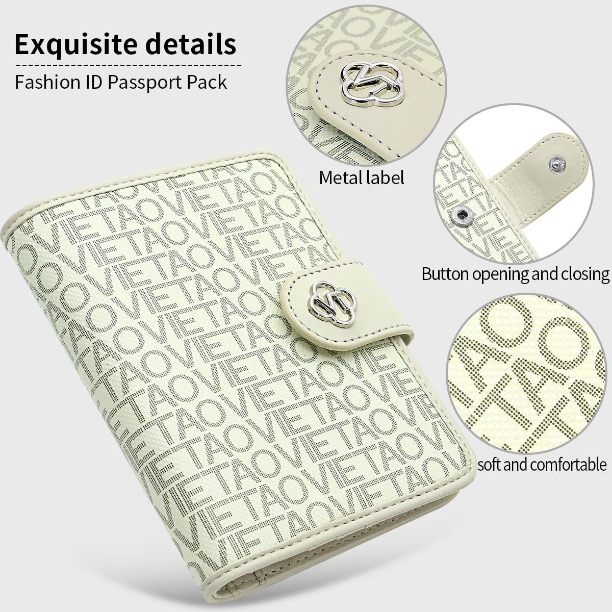 Passport Holder Wallet Bag with AirTag Holder, Card Slots and Passport Solt Ticket Cash Solt, Photo Solt Sim Card Pen Slot.White