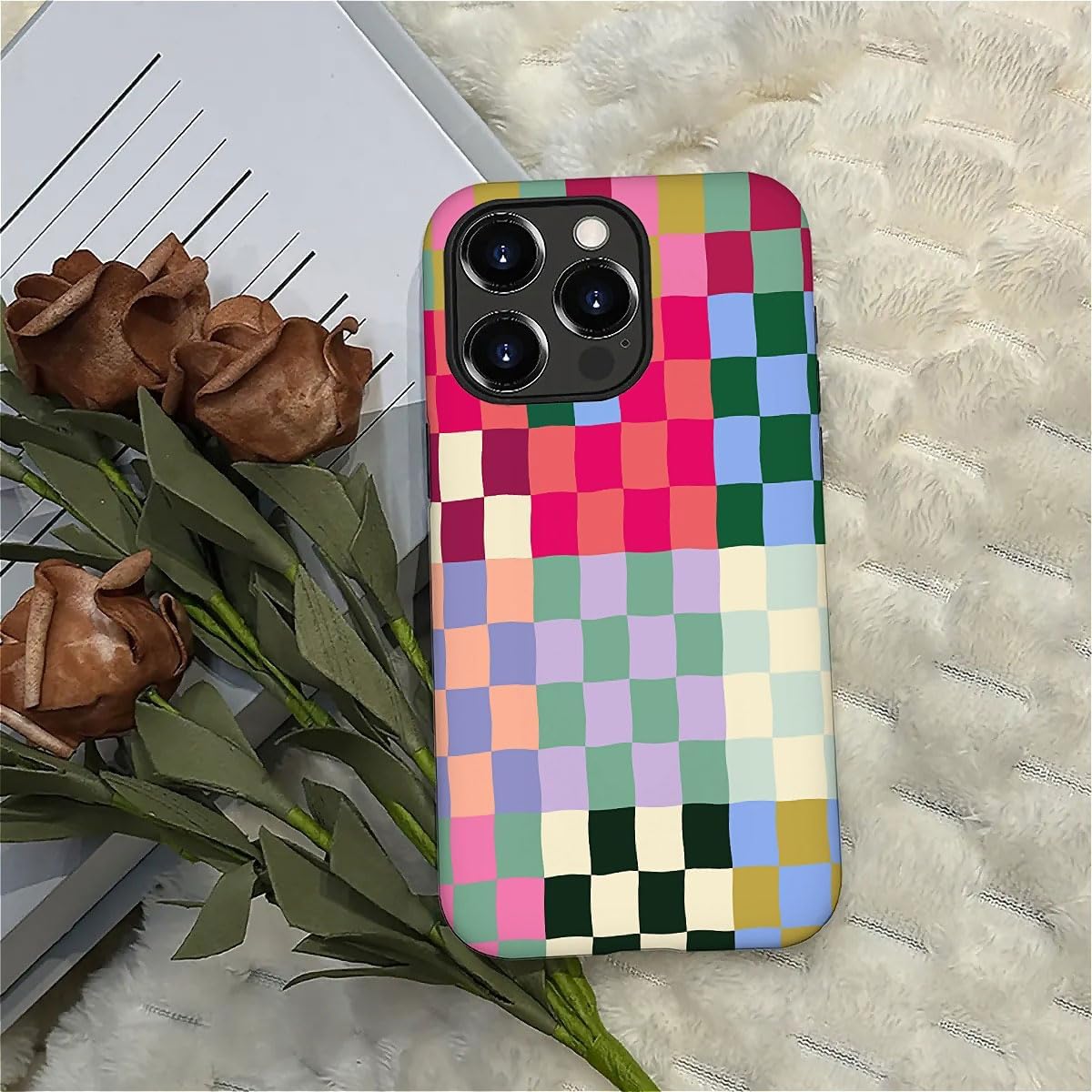 SEized Case Compatible with for iPhone 16 Pro,Colorful Checkerboard Phone Case for Girl Women Boy Men,Durable Protection Phone Case for iPhone 16 Pro
