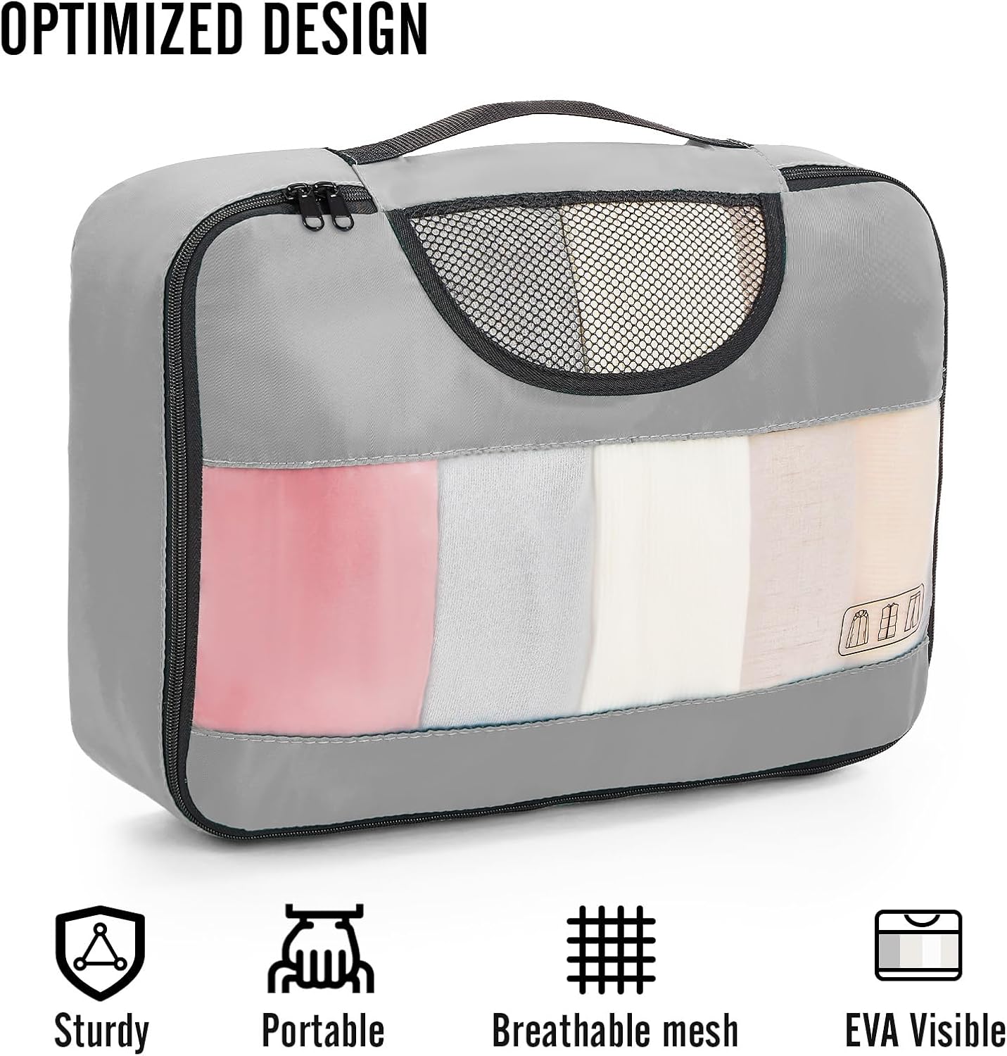Veken 8 Set Packing Cubes for Travel Essentials, Suitcase Organizer Bags in 4 Sizes, Carry-On