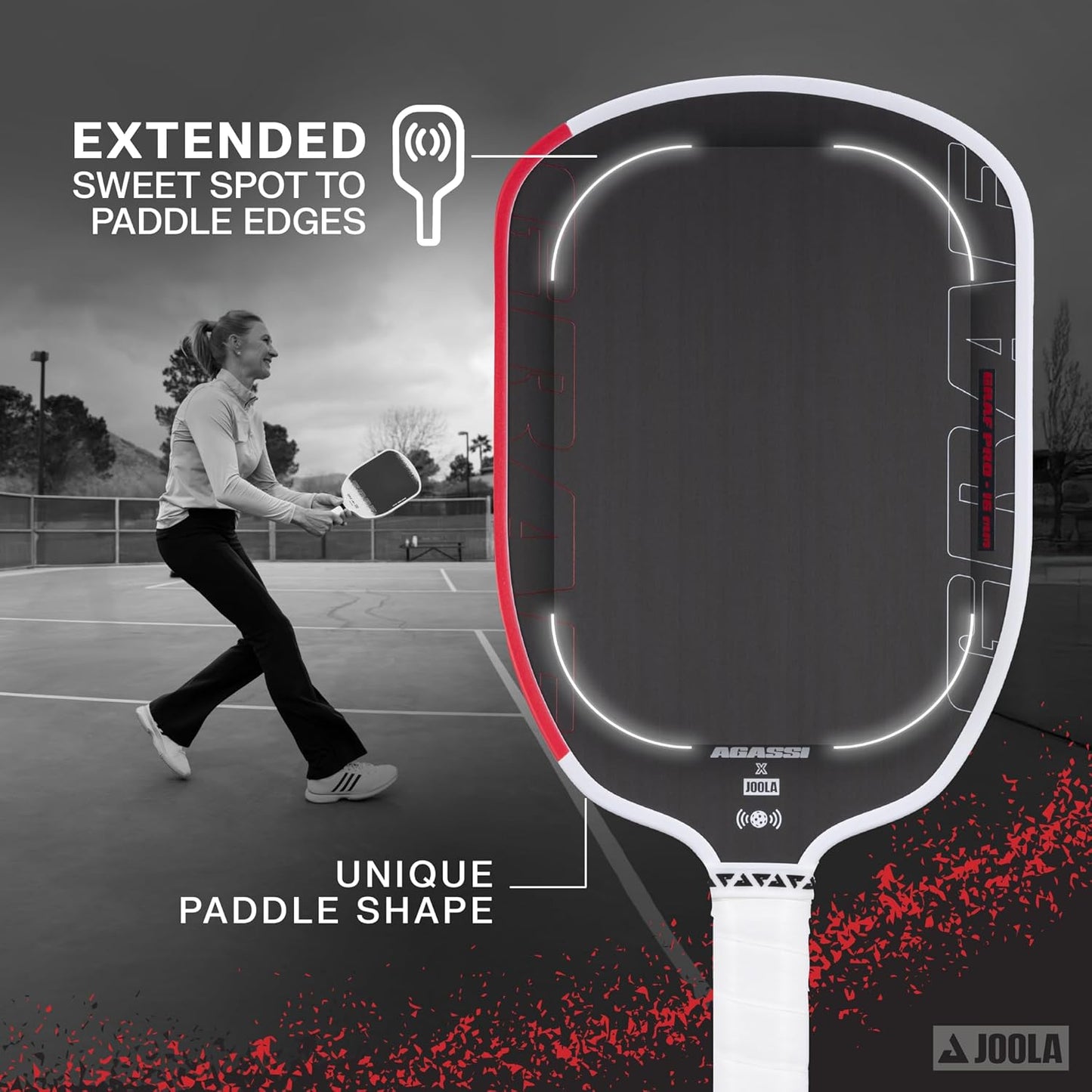 JOOLA GRAF Pro IV 16mm Pickleball Paddle w/Extended Sweet Spot - Carbon Fiber Surface Increases Spin & Control - SK Film for Power & Larger Sweet spot - UPA-A Certified - USAP Approved - NFC Chip