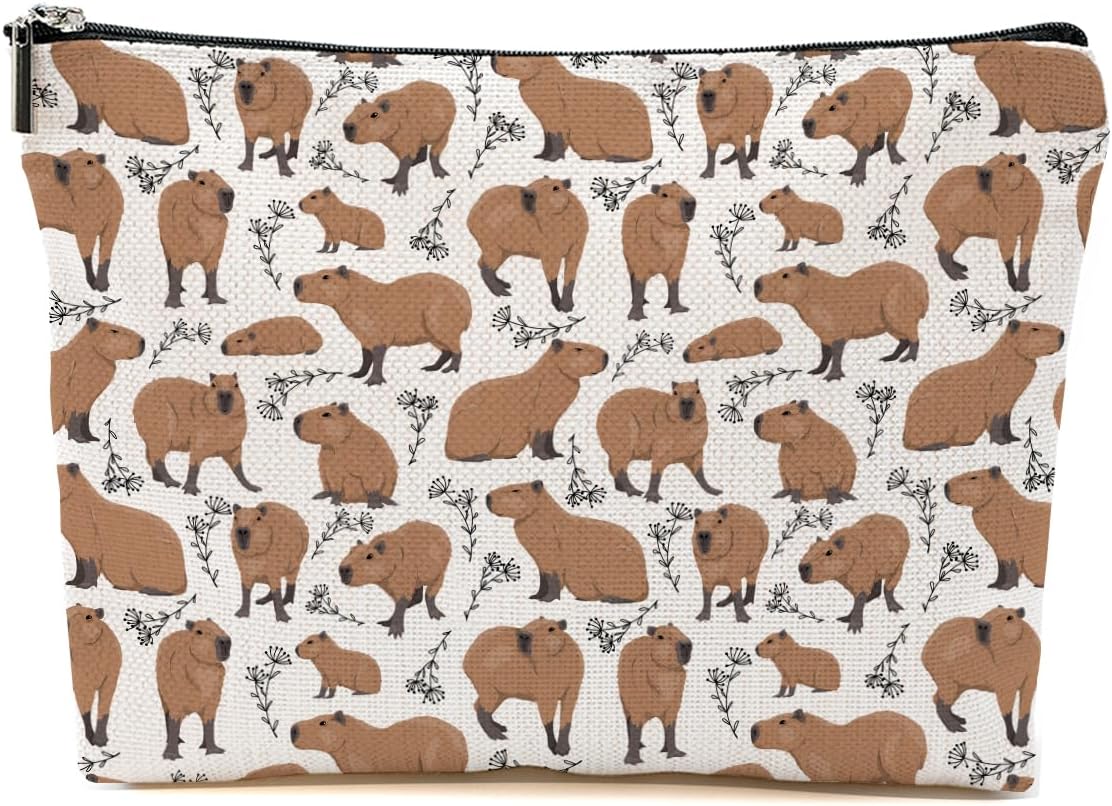 Cute Capybara Makeup Bag Capybara Gifts Animal Lover Gifts for Women Pet Owner Capybara Owner Mom Wife Animals Theme Travel Accessories Bag Mothers Day Christmas Birthday Gift Ideas Appreciate Gifts