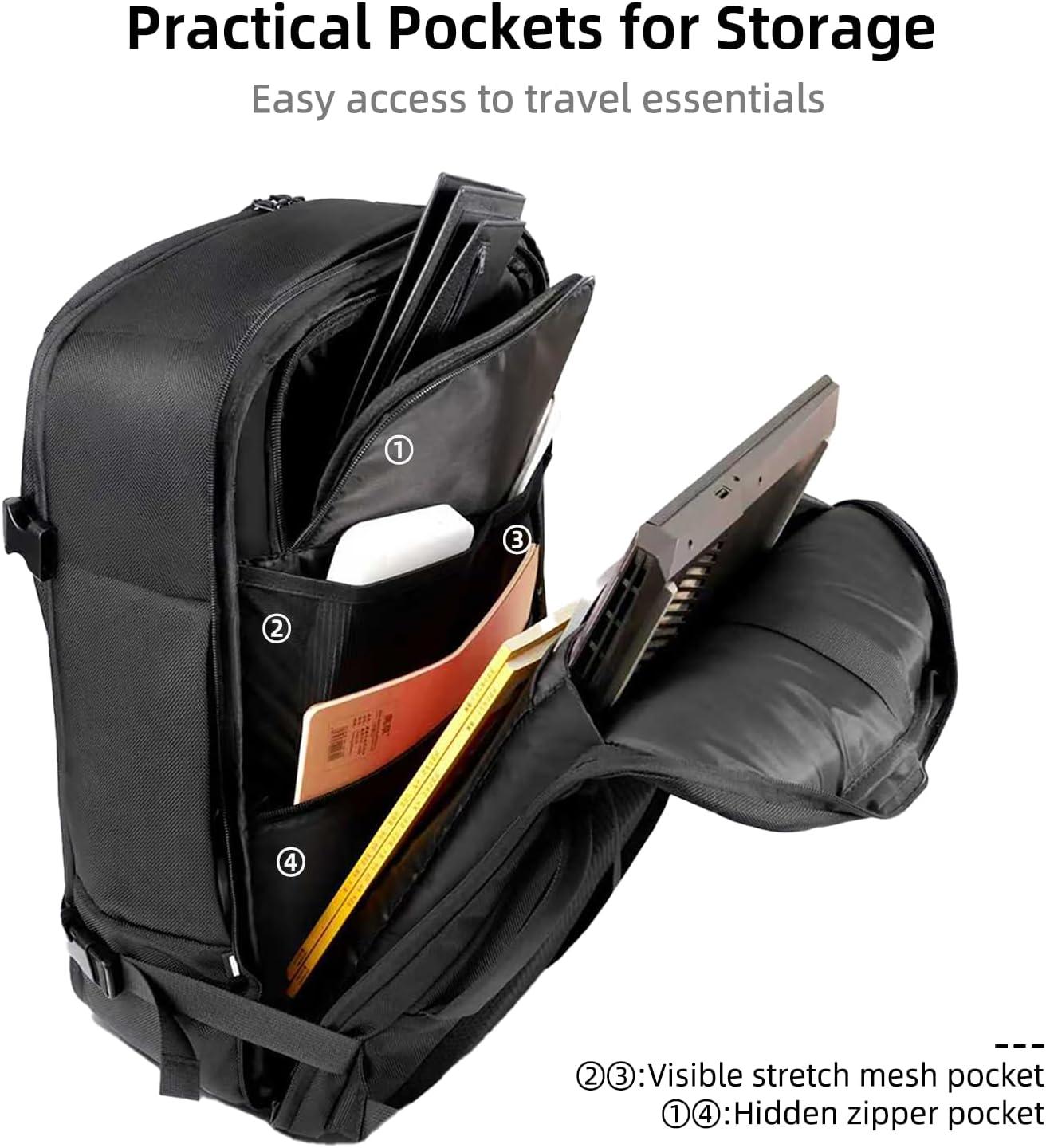 GHERSON Travel Laptop Backpack, TSA Friendly Flight Approved Carry-on Luggage,Water-resistant