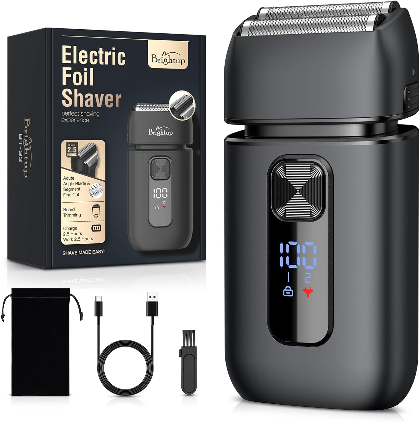 Brightup Electric Foil Shavers for Men - Smooth & Close Electric Razor for Men with Pop Up Trimmer
