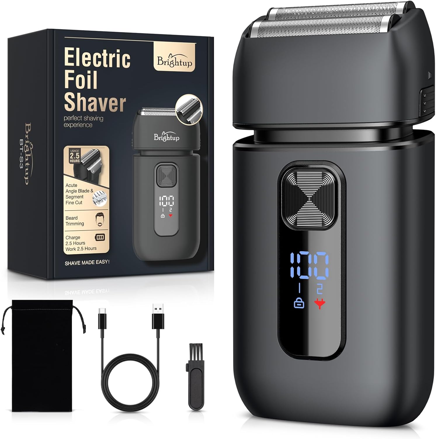 Brightup Electric Foil Shavers for Men - Smooth & Close Electric Razor for Men with Pop Up Trimmer