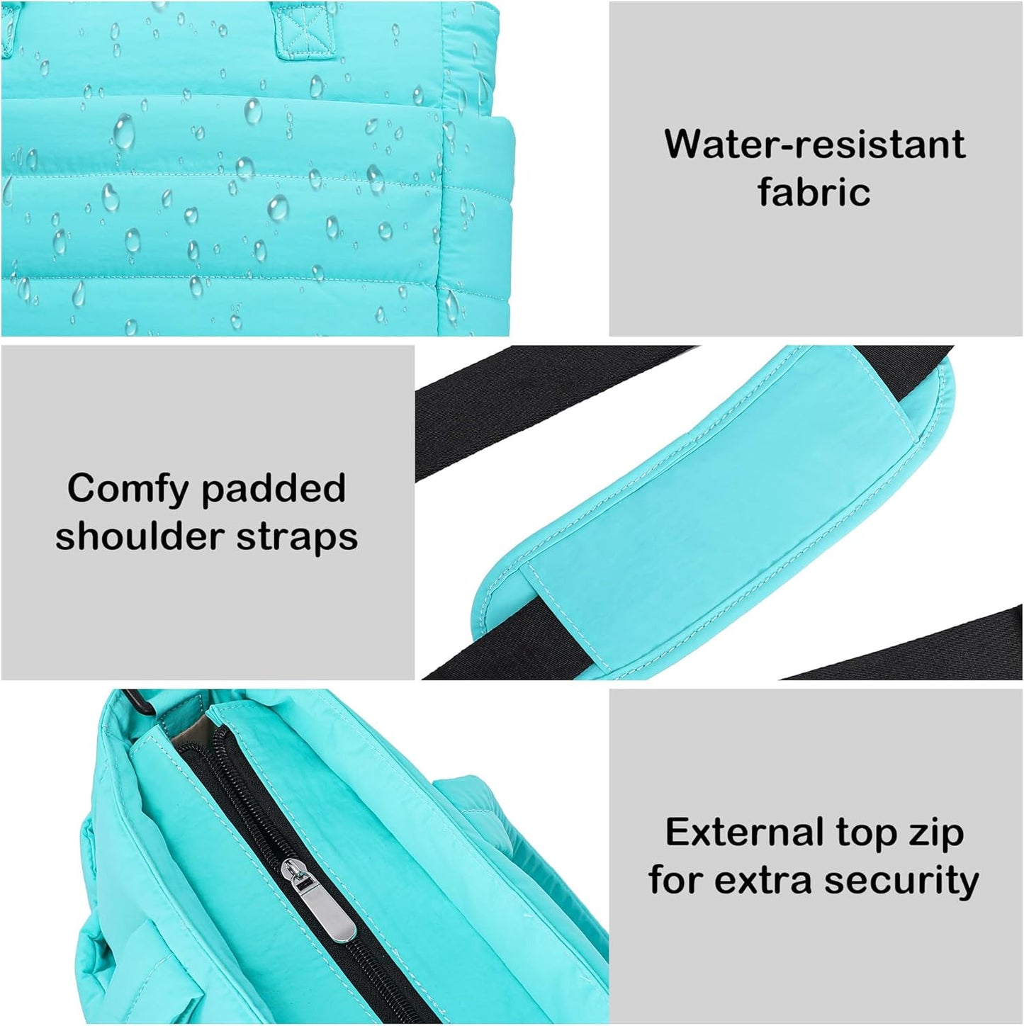 AOCINA Puffy Tote Bag for Women Quilted Work Bag Nurse Bags Women's Handbags for Travel