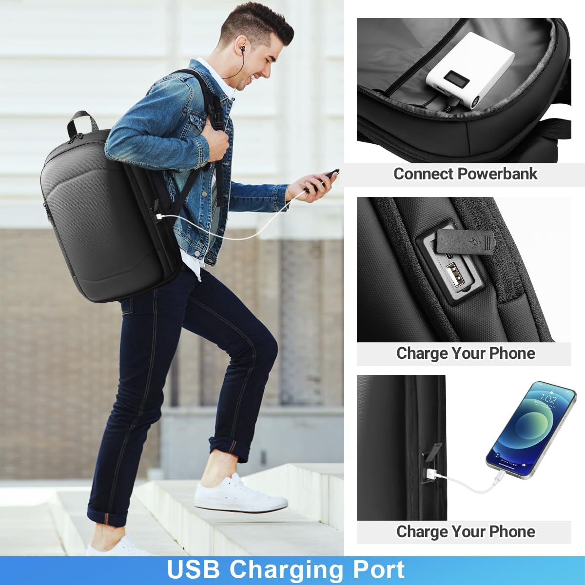 hk Business Backpack for Men 17 Inch,Slim & Expandable Waterproof Travel Laptop Backpack with USB Charging,Anti-Theft Lightweight Large Work Computer Bag,College Laptop Backpacks Gifts for Men Women