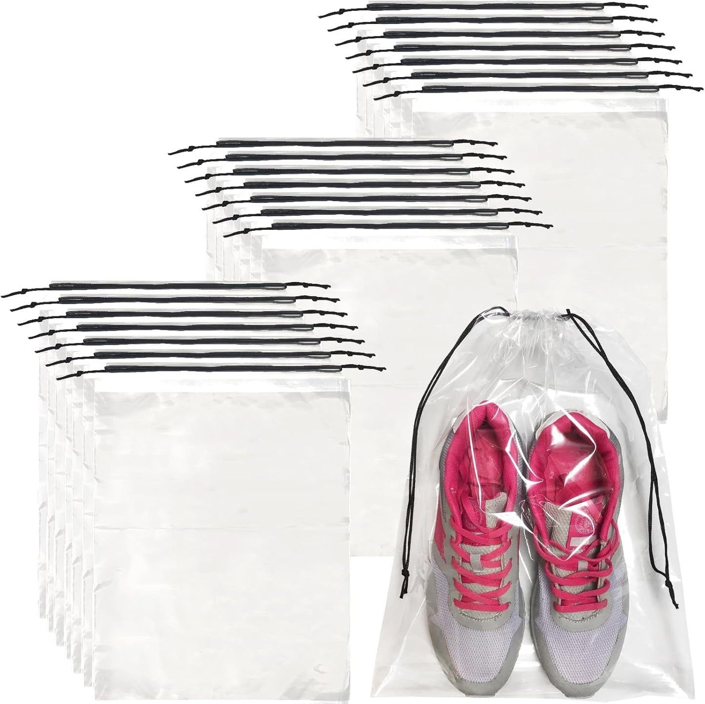 50 Pcs Shoe Bags for Travel,Large Transparent Travel Shoe Bags for Packing,Clear Plastic Drawstring