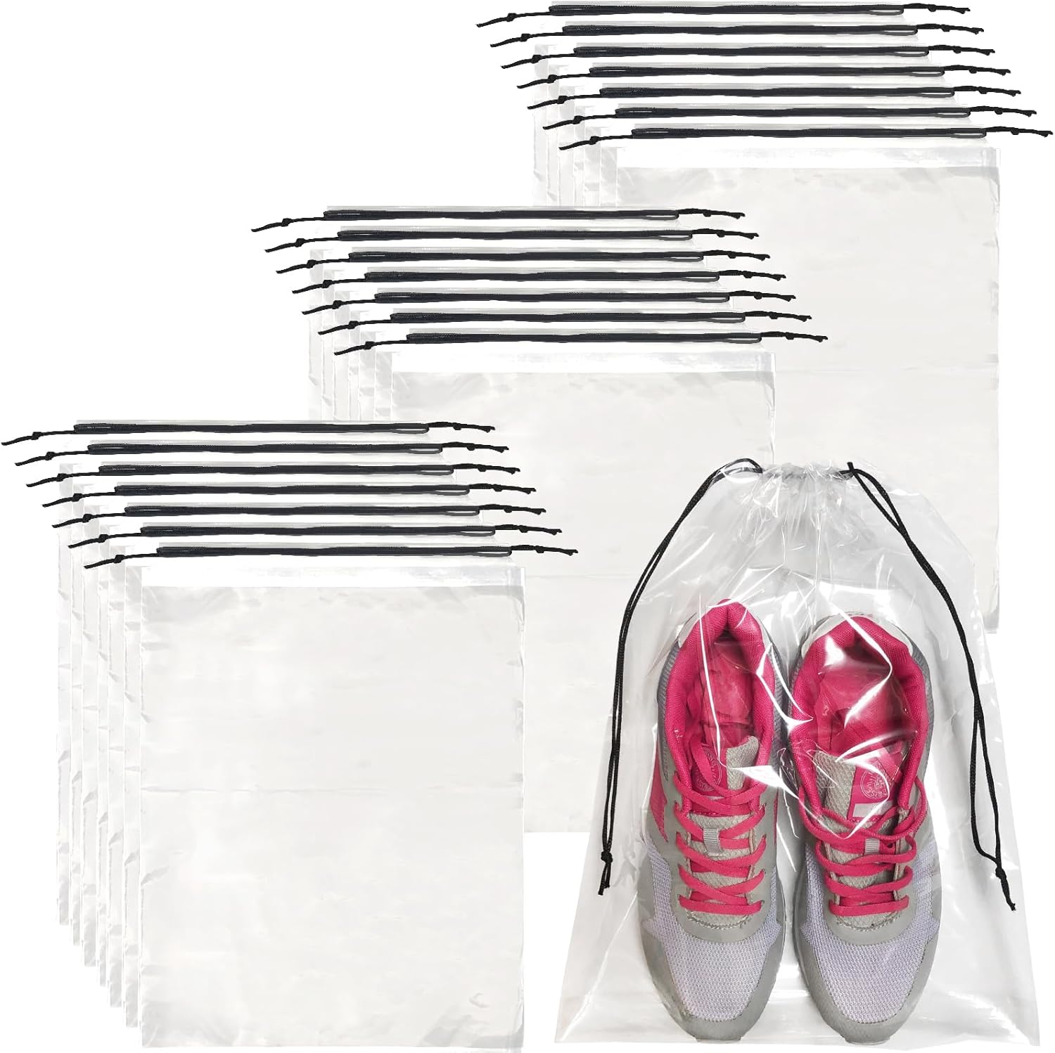 50 Pcs Shoe Bags for Travel,Large Transparent Travel Shoe Bags for Packing,Clear Plastic Drawstring