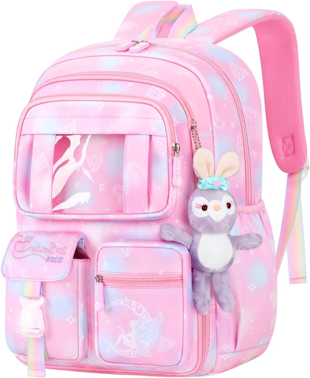 Girls Backpack,Kids Backpack for Girls Lightweight with Compartment,Girls Bookbag for Elementary Primary School((Pink)