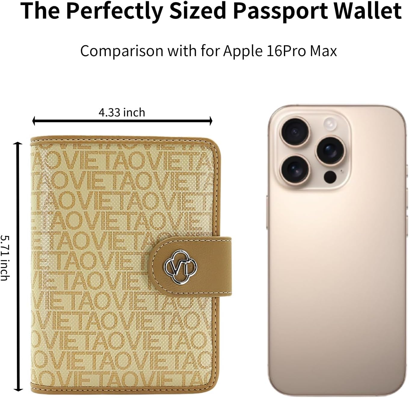 RFID Blocking Leather Passport Holder for Travel, Airtag Passport Wallet for Men and Women, Cards, Passport, Tickets, Cash, Photo and Sim Card Pen Slot (Apricot)