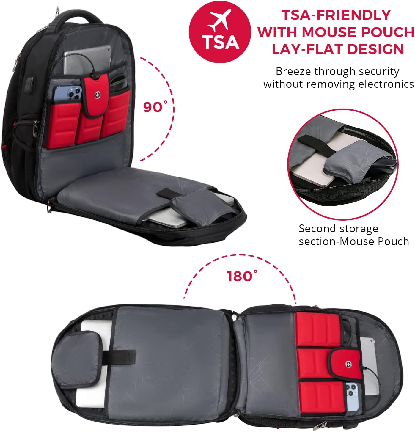 Swissdigital Design Travel Backpack for men, TSA Friendly USB Charging RFID Protection Business