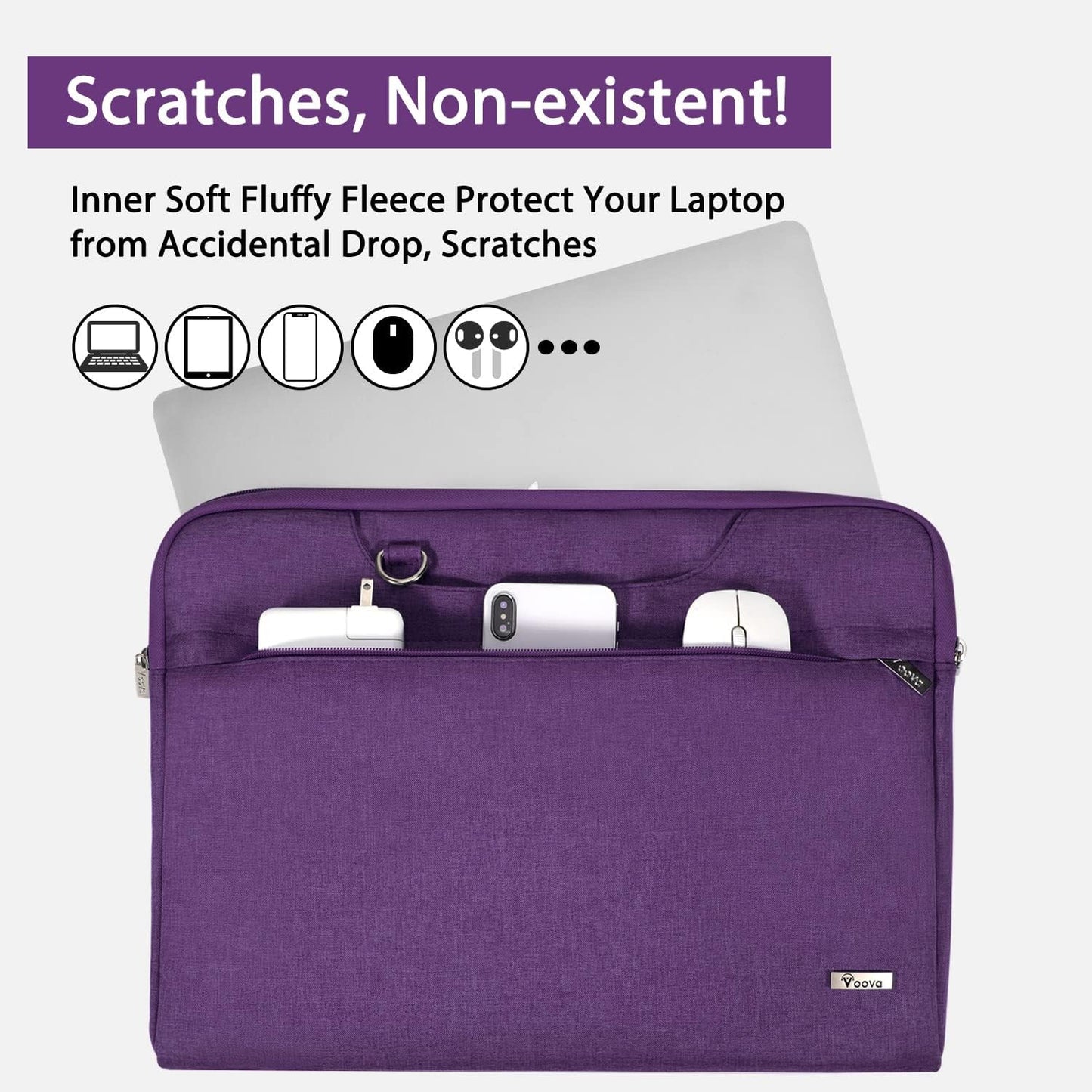 Voova Laptop Case 13 14 15 16 17 Inch with Shoulder Strap, Waterproof Laptop Sleeve Slim Briefcase