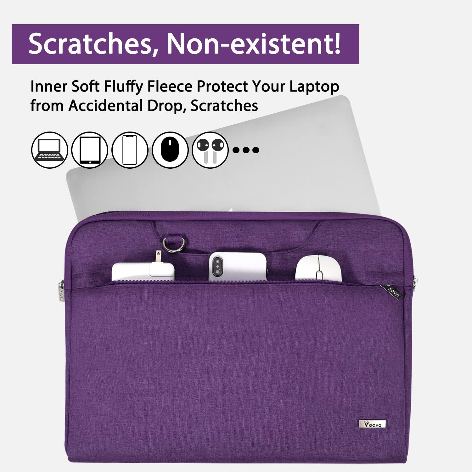 Voova Laptop Case 13 14 15 16 17 Inch with Shoulder Strap, Waterproof Laptop Sleeve Slim Briefcase