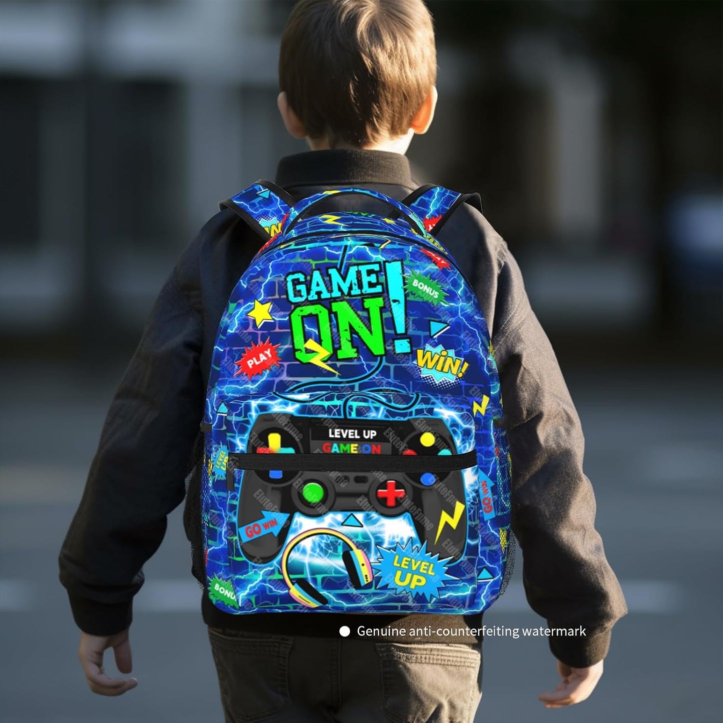 Kids Game School Backpack For Boys Video Game Boys Backpack For Kids Children Teens Elementary Middle School Students Bookbag Travel Back Pack for Age 6-18