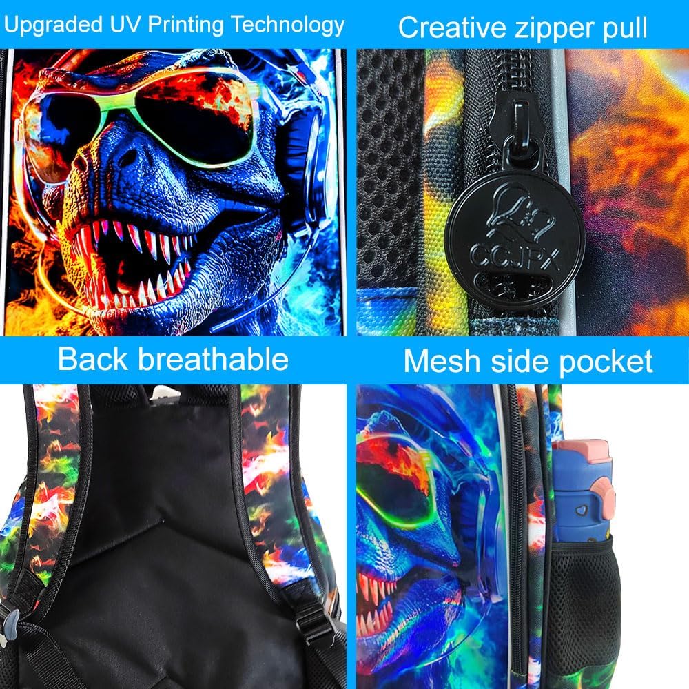 3Pcs Backpack for Boys, 17" Kids Bookbag with Lunch Box, School Backpacks for Elementary Preschool Kindergarten