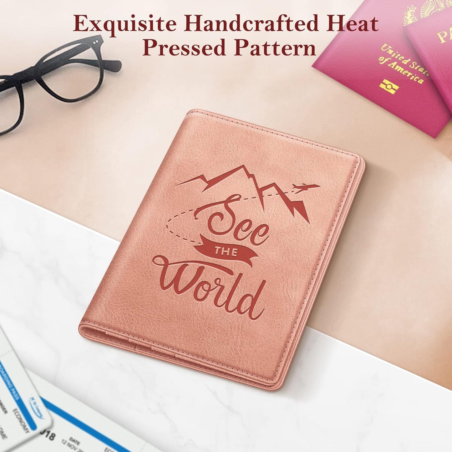 FINTIE Passport Holder, Slim Travel Wallet RFID Blocking Card Case Cover Passport Cover Protector Essentials with Credit Card Slots for Women/Men
