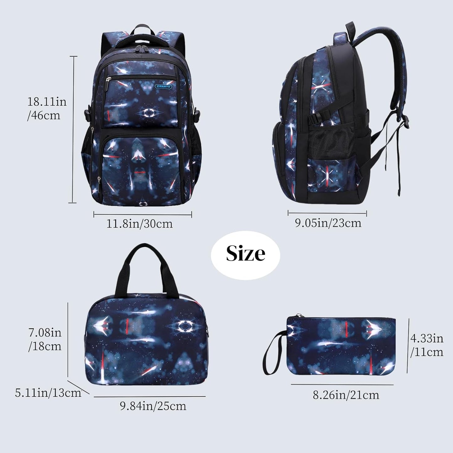 MITOWERMI Boys Backpacks for Primary Junior School Kids Backpack with Lunch Box Galaxy Space Bookbags for Boys Girls