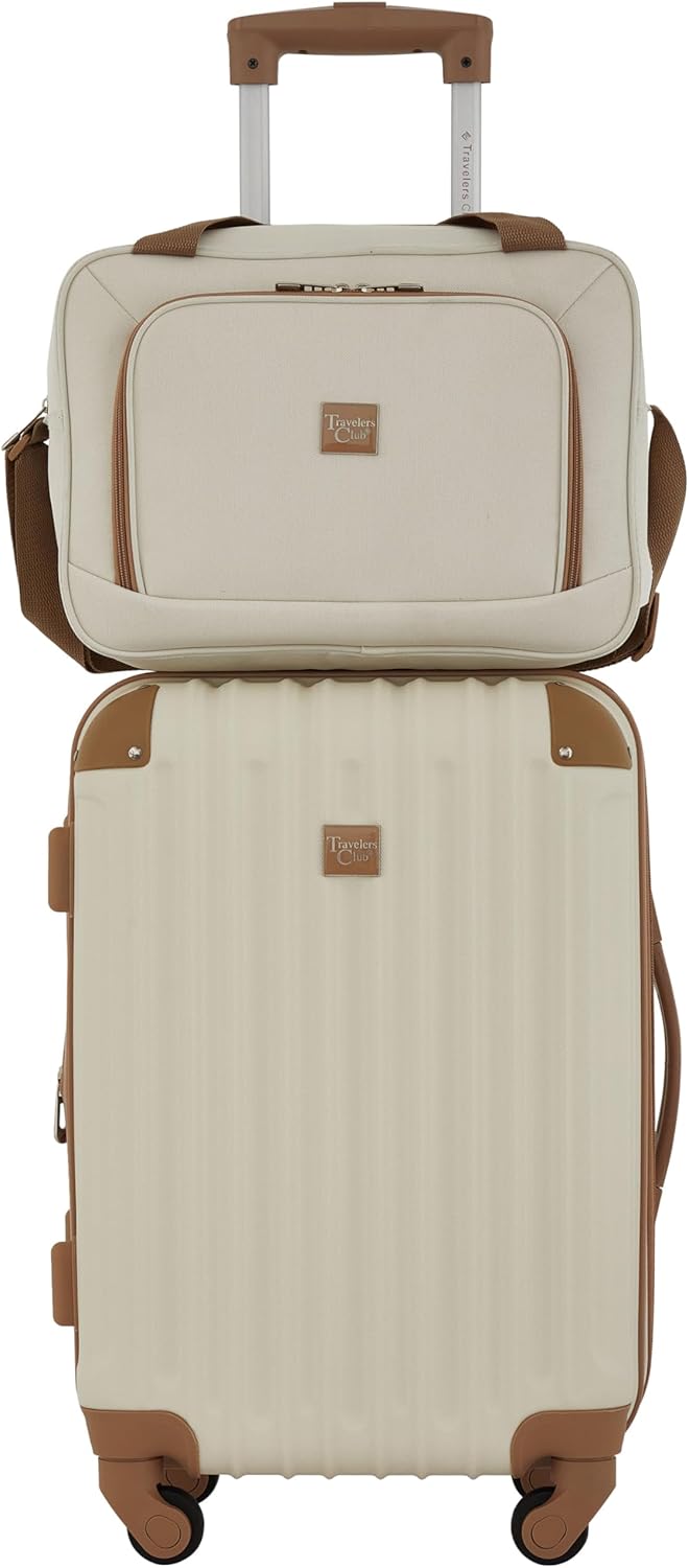Travelers Club Midtown Hardside Luggage Travel, Vanilla, 4-Piece Set