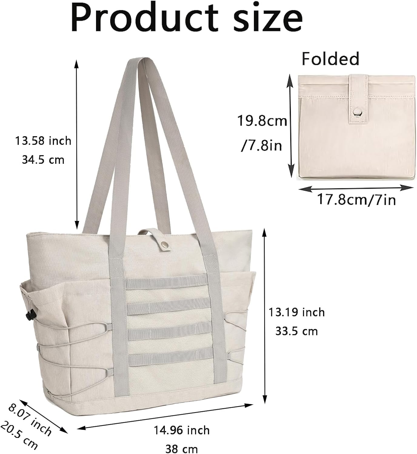 Travel Tote Bags for Women - Foldable Beach Bag Waterproof Zipper Gym Sports Shopping Bag with Trolley Sleeve