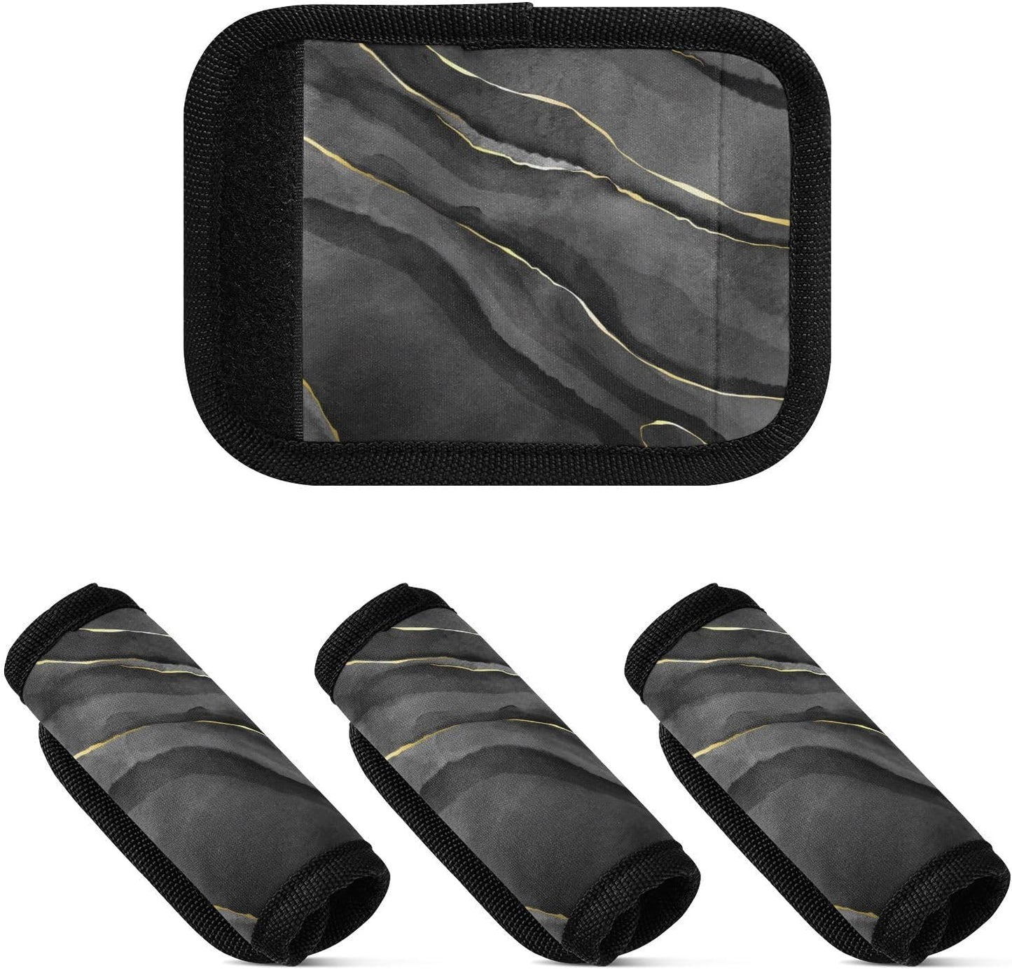 Black Marble 4 Pack Luggage Handle Wraps Covers for Suitcase Identifiers Bag Tags Travel Accessories