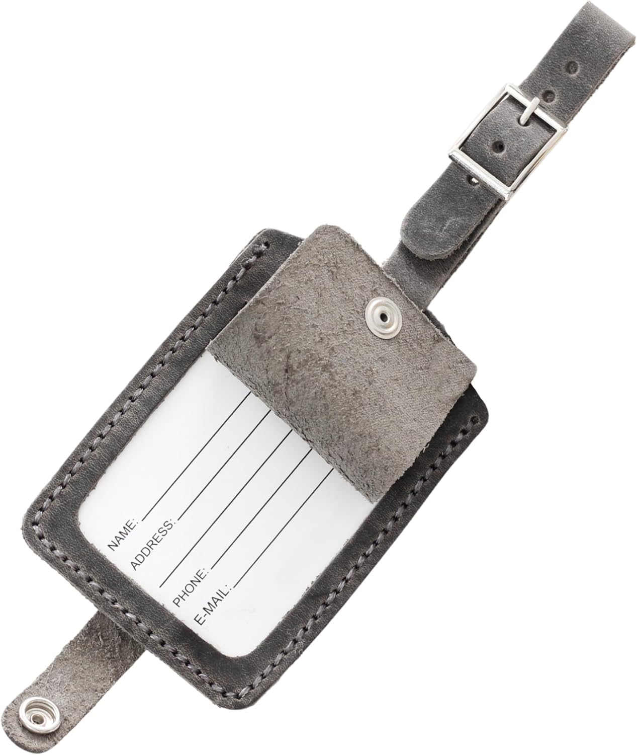 Toprank Leather Genuine Luggage Tags – Durable Leather Bag Tags for Travel, Baggage & Accessories (Gray)