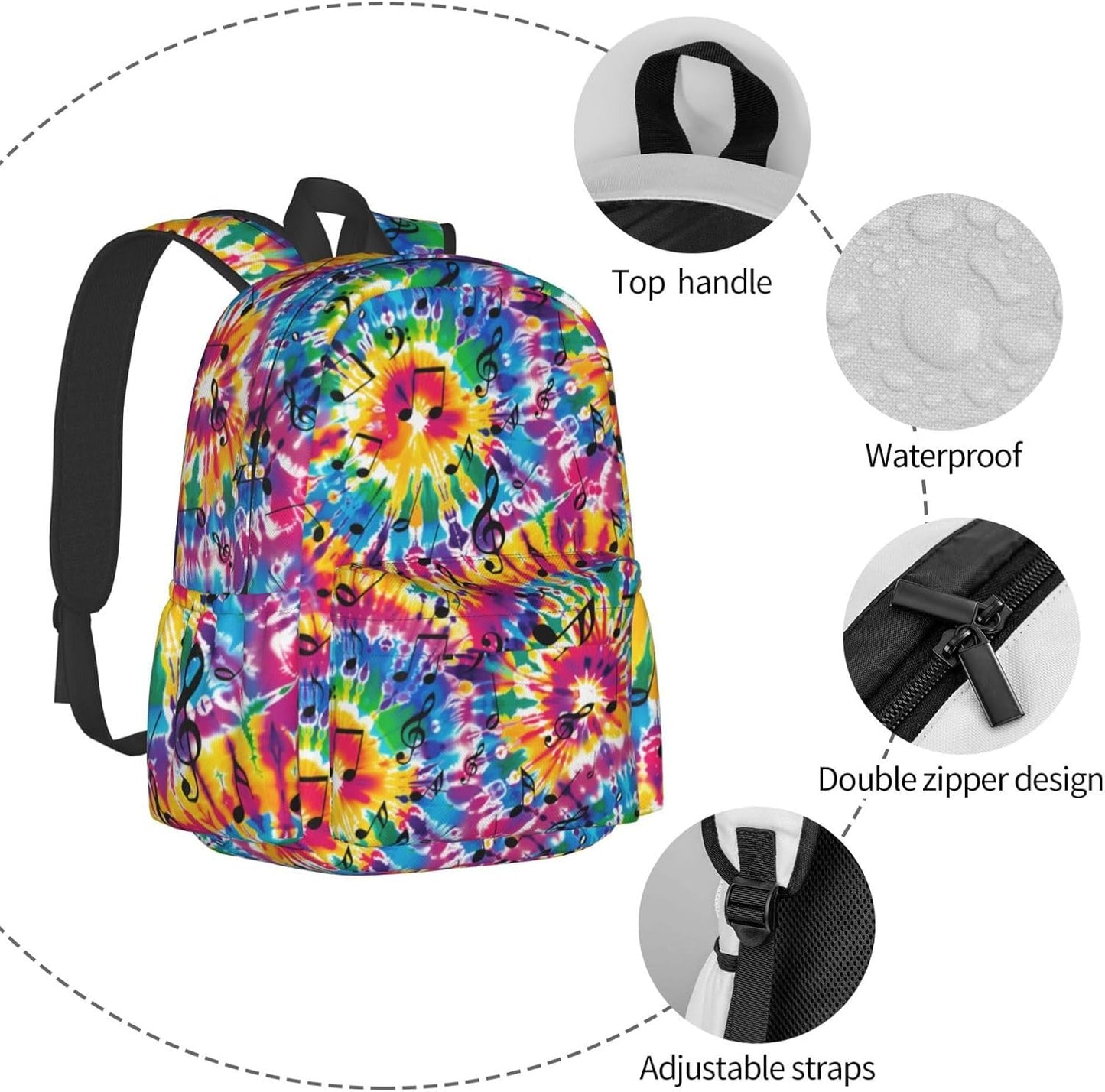 Tie Dye Backpack School Bag Lightweight Bookbag Laptop Travel Daypack For Kids Girls Boys Teens